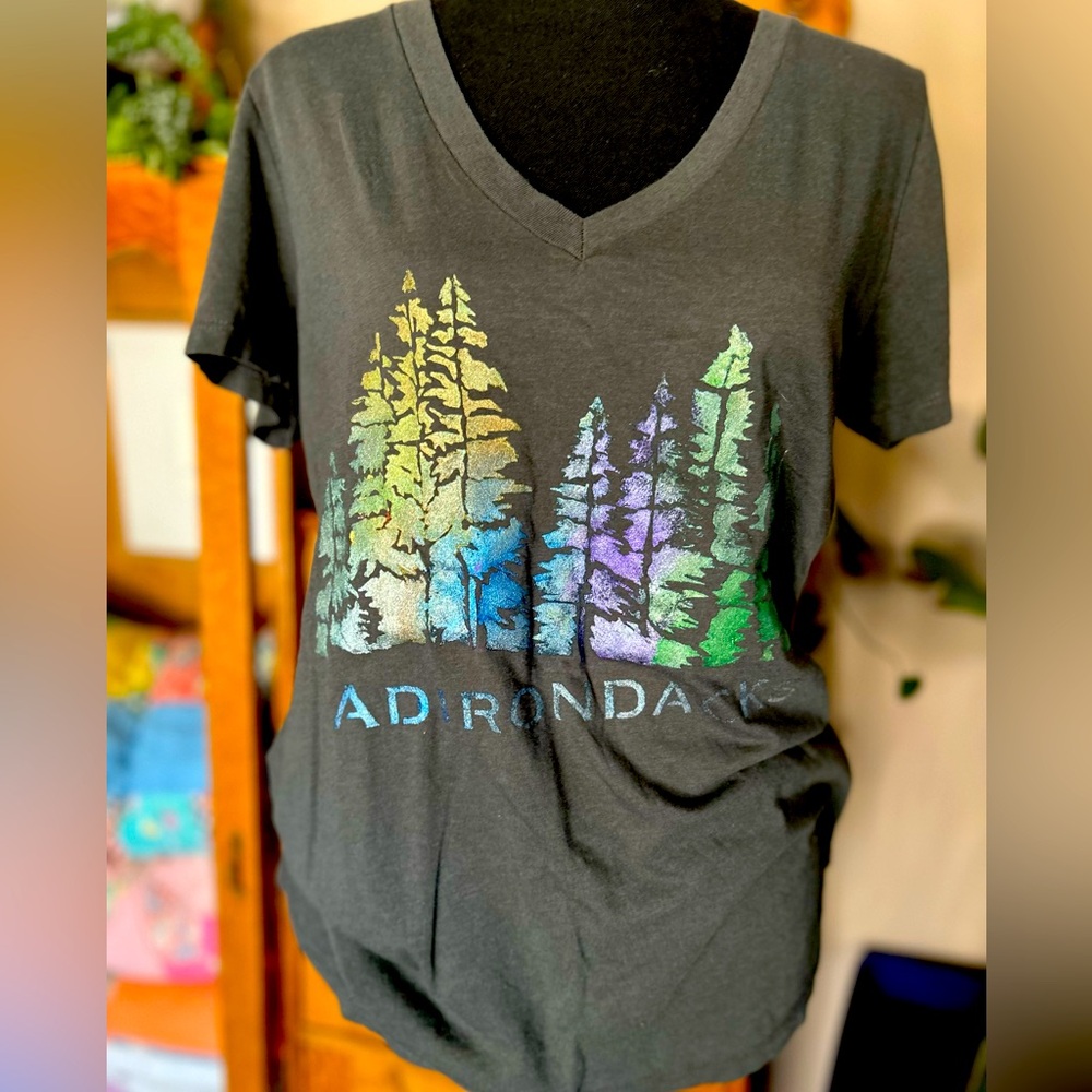 Graphic Tee with Colorful Tree Design by artist Alexa Varano